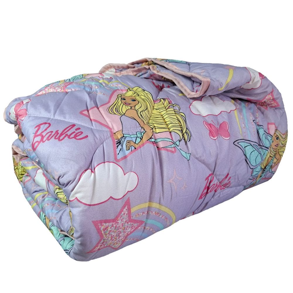 Edredom Infantil Barbie Reinos Magicos Lilás Microfibra Solteiro Lepper