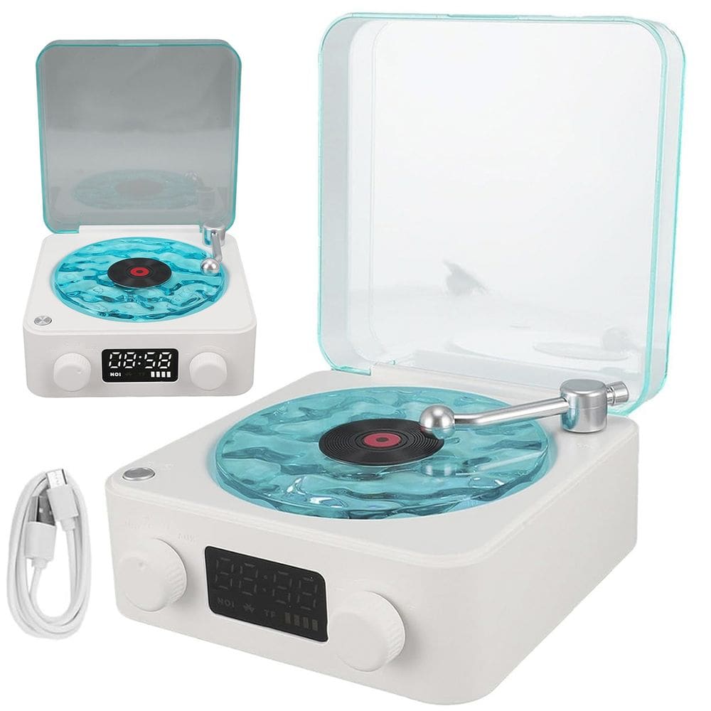 Caixa de Som Vitrola Toca Disco Vinil Usb Bluetooth Cartao Tf Portatil Recarregavel