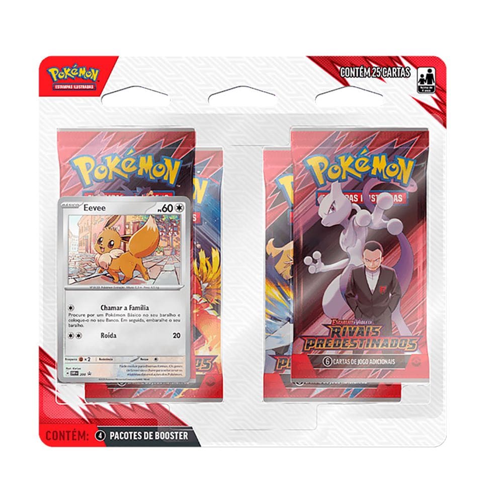 Pokémon Blister Quadruplo Escarlate e Violeta 10 Rivais Predestinados Eevee 100-10522 35561 - Copag