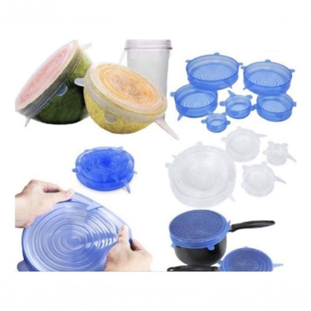 Kit 6 Tampas De Silicone Elástica Para Pote Panela Forma