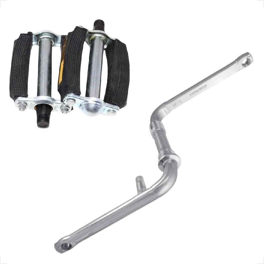 Kit Pedivela Pé De Vela Pedevela Monobloco aro 24 26 Cromado 165mm + Pedal Alvorada Tropical Monark