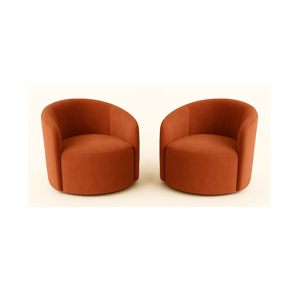 Kit 02 Poltronas Curva Orgânica Nature Gaia Suede Terracota - Montanaris Decor