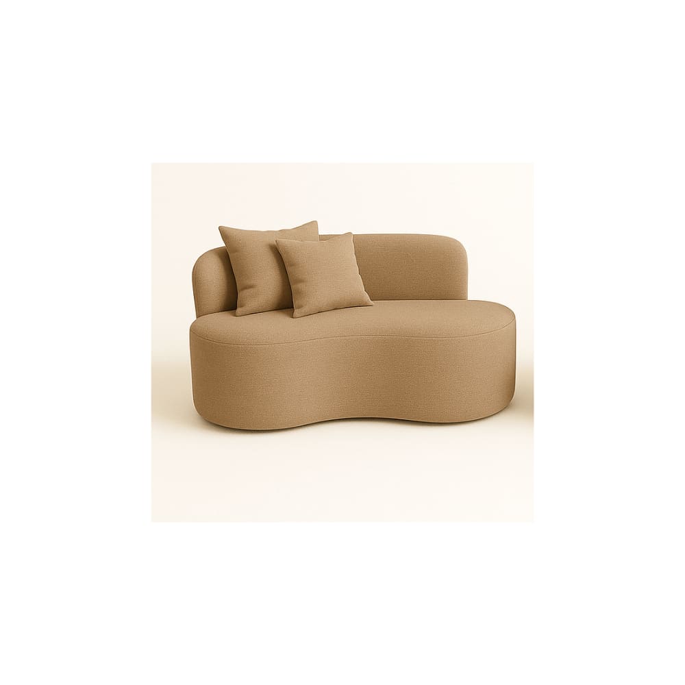 Sofá Decorativo Curvo Orgânico Nature Gaia Veludo Cappuccino - Montanaris Decor