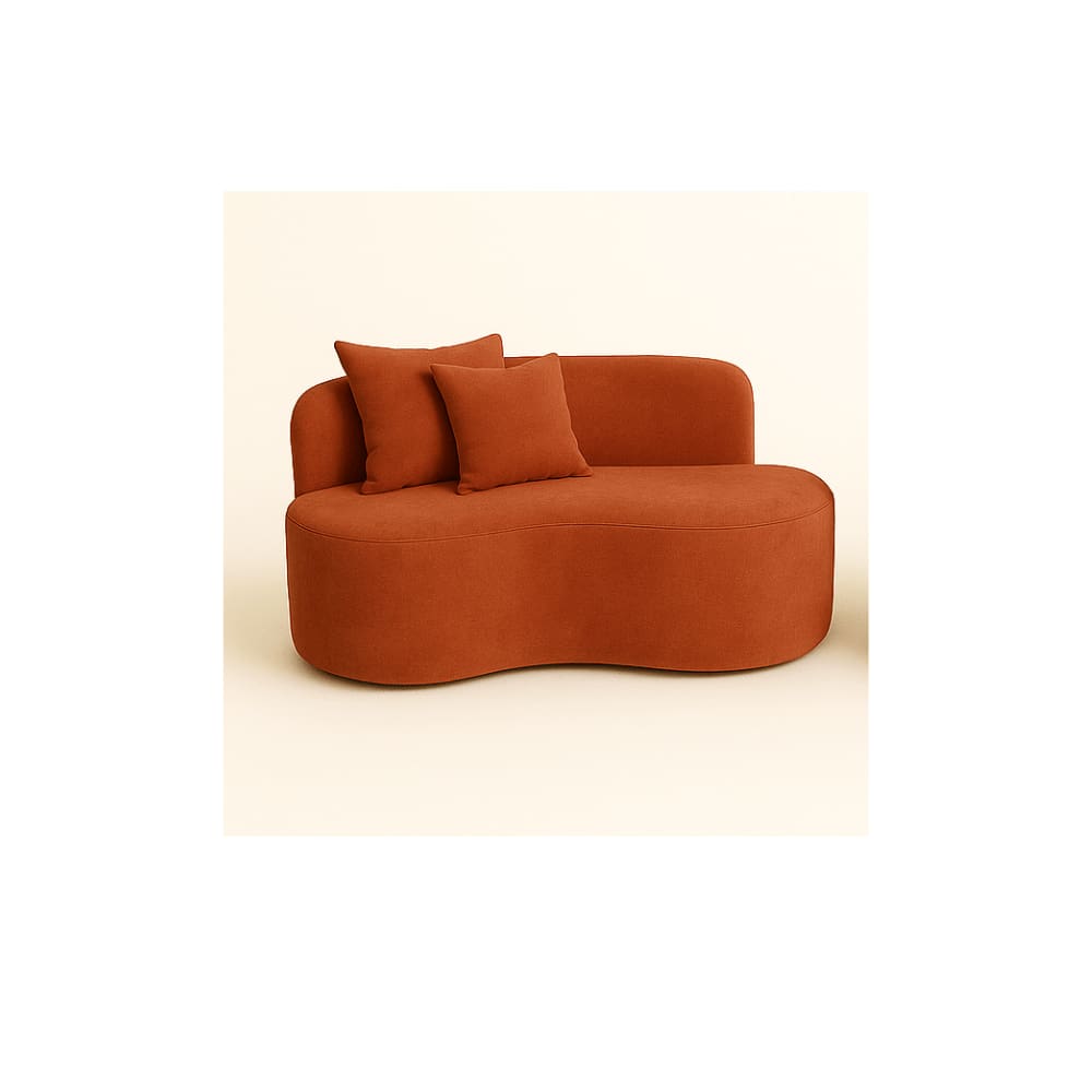 Sofá Decorativo Curvo Orgânico Nature Gaia Veludo Terracota - Montanaris Decor