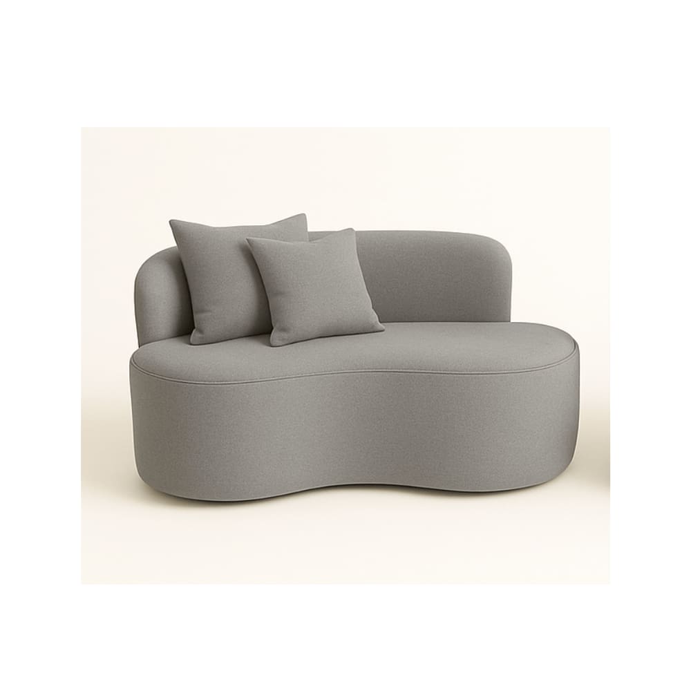 Sofá Decorativo Curvo Orgânico Nature Gaia Veludo Cinza - Montanaris Decor