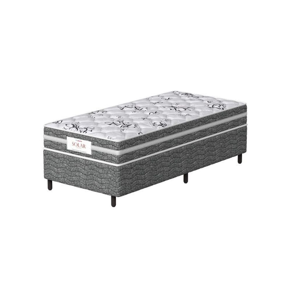 Conjunto Box Solteiro Mola Ensacada Prodormir Solar Bambu Cinza