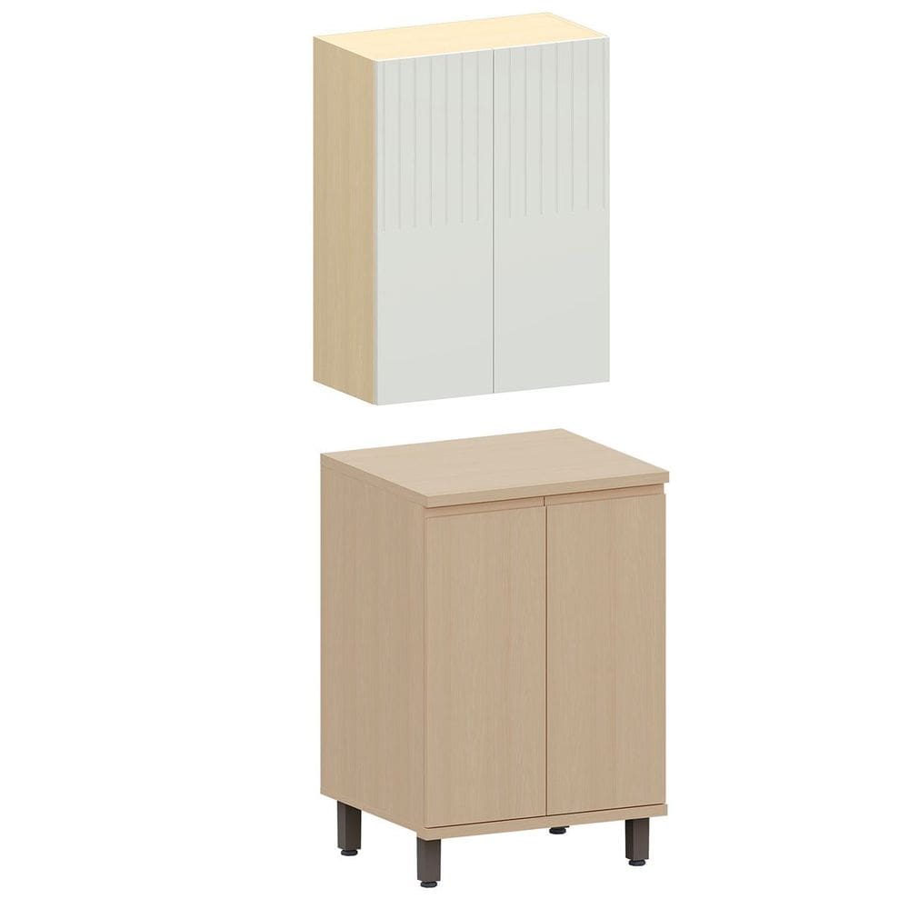 Kit Armário Aéreo e Balcão 2 Portas 60 cm Aurora