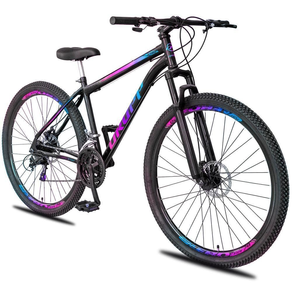 Bicicleta Aro 29 Dropp Sport Aço Carbono 21 Marchas Vel Freio A Disco E Suspensão - Preto e Azul