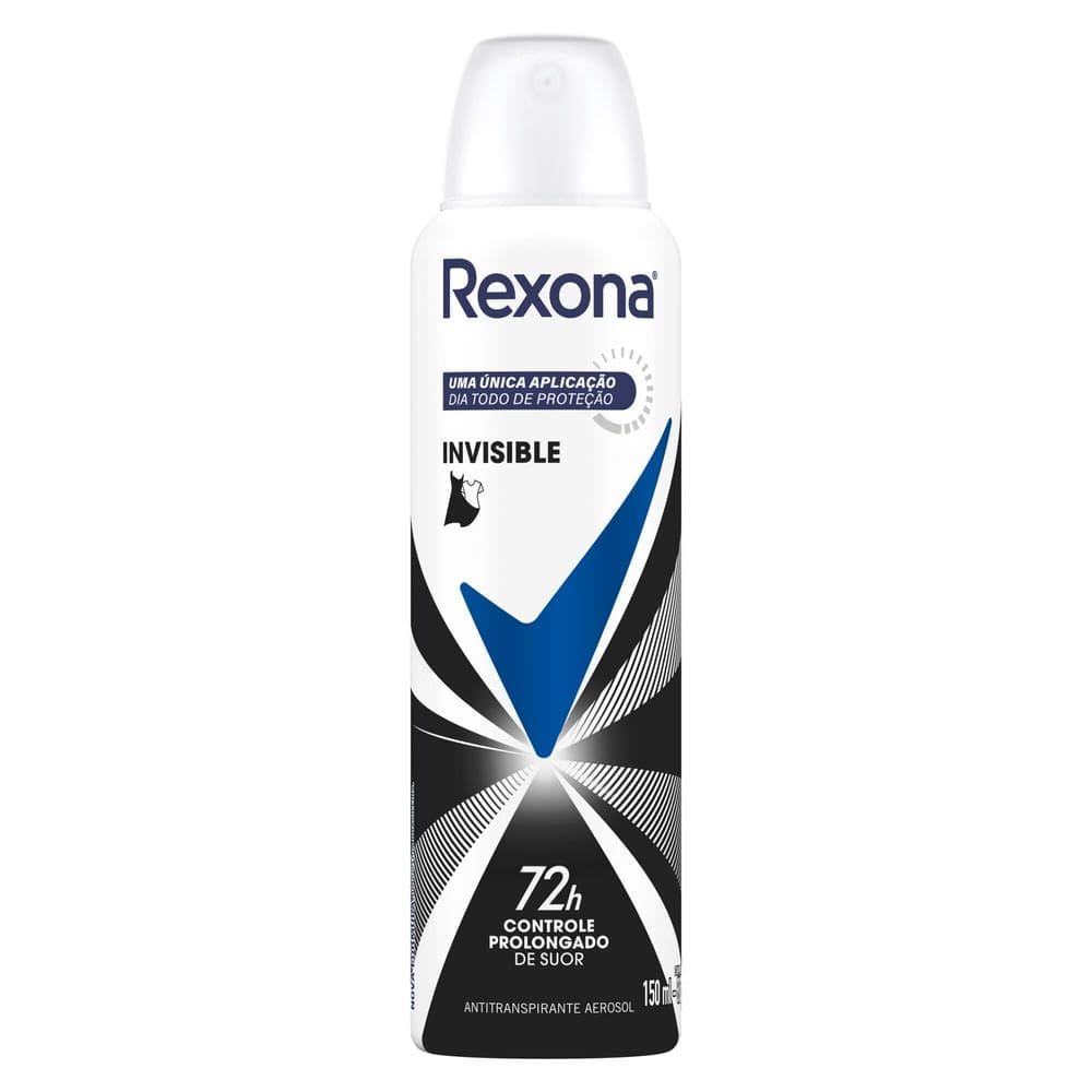 Desodorante Antitranspirante Aerosol Feminino Rexona Invisible 72 horas 150ml