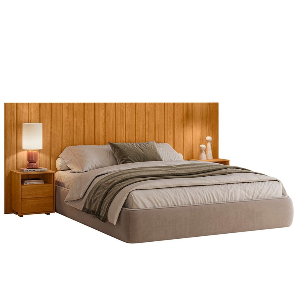 Cabeceira de Cama Extensível com Mesa de Cabeceira MDF Fiori