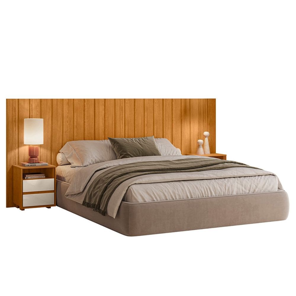 Cabeceira de Cama Extensível com Mesa de Cabeceira MDF Fiori