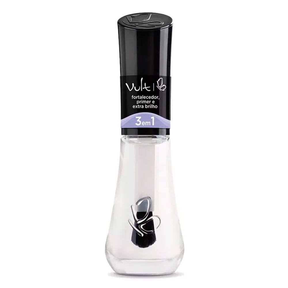 Esmalte Vult 3 em 1 Fortalecedor, Primer e Extra Brilho 8ml