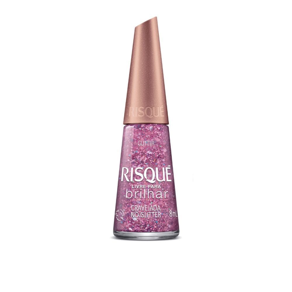Esmalte Risqué Livre para Brilhar Cravejada no Glitter 8ml