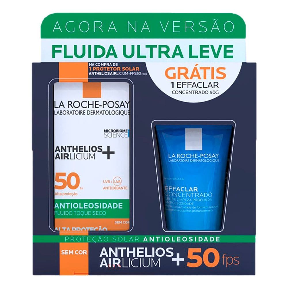 Protetor Solar Anthelios Airlicium+ Fluido Antioleosidade FPS 50 40g e Ganhe Gel de Limpeza Effaclar Concentrado 50g