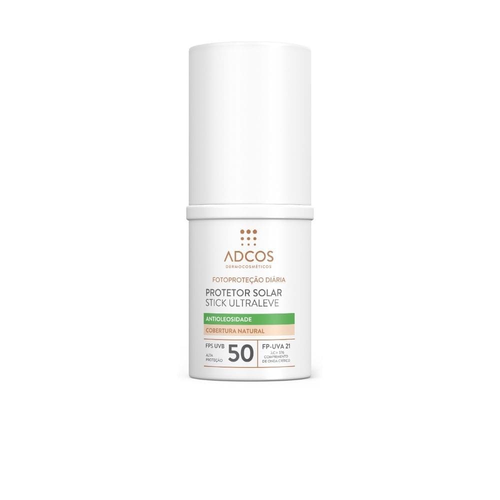 Protetor Solar Adcos Fotoproteção Diária FPS 50 Stick Ultraleve Antioleosidade Cobertura Natural 15g