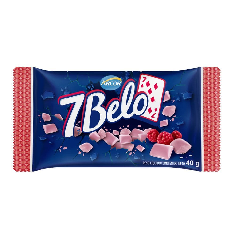 Bala 7Belo Arcor Sabor Framboesa 40g
