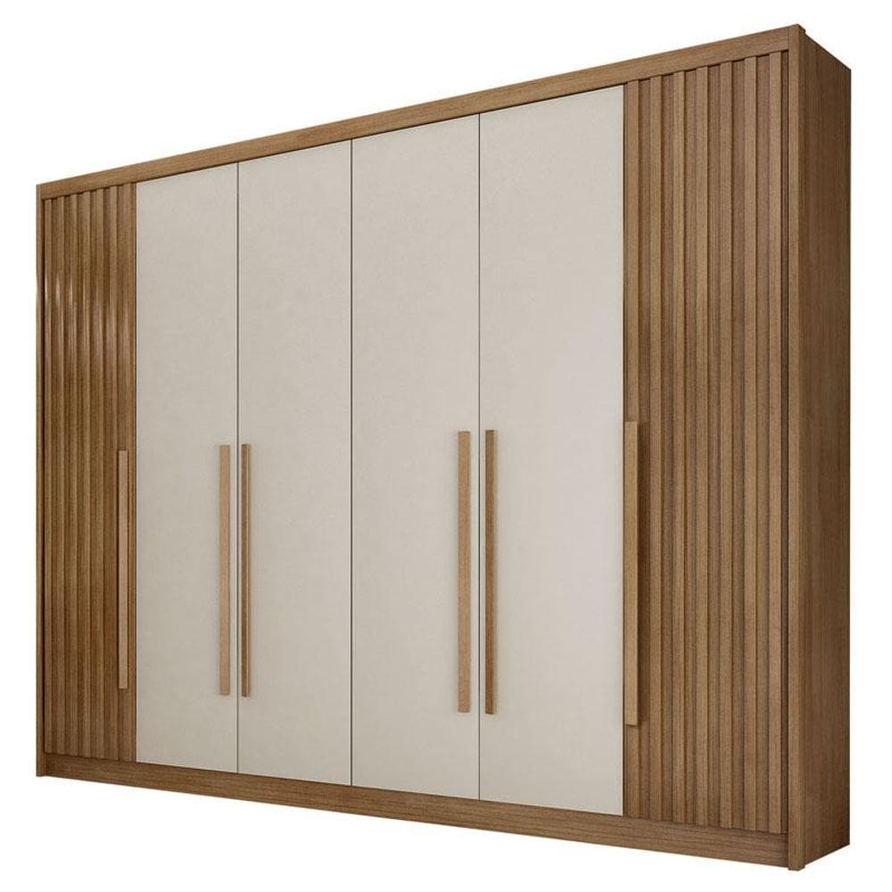 Guarda Roupa Casal Ripado Bragança 6 Portas 8 Gavetas Cumaru 25 Fendi - Novo Horizonte