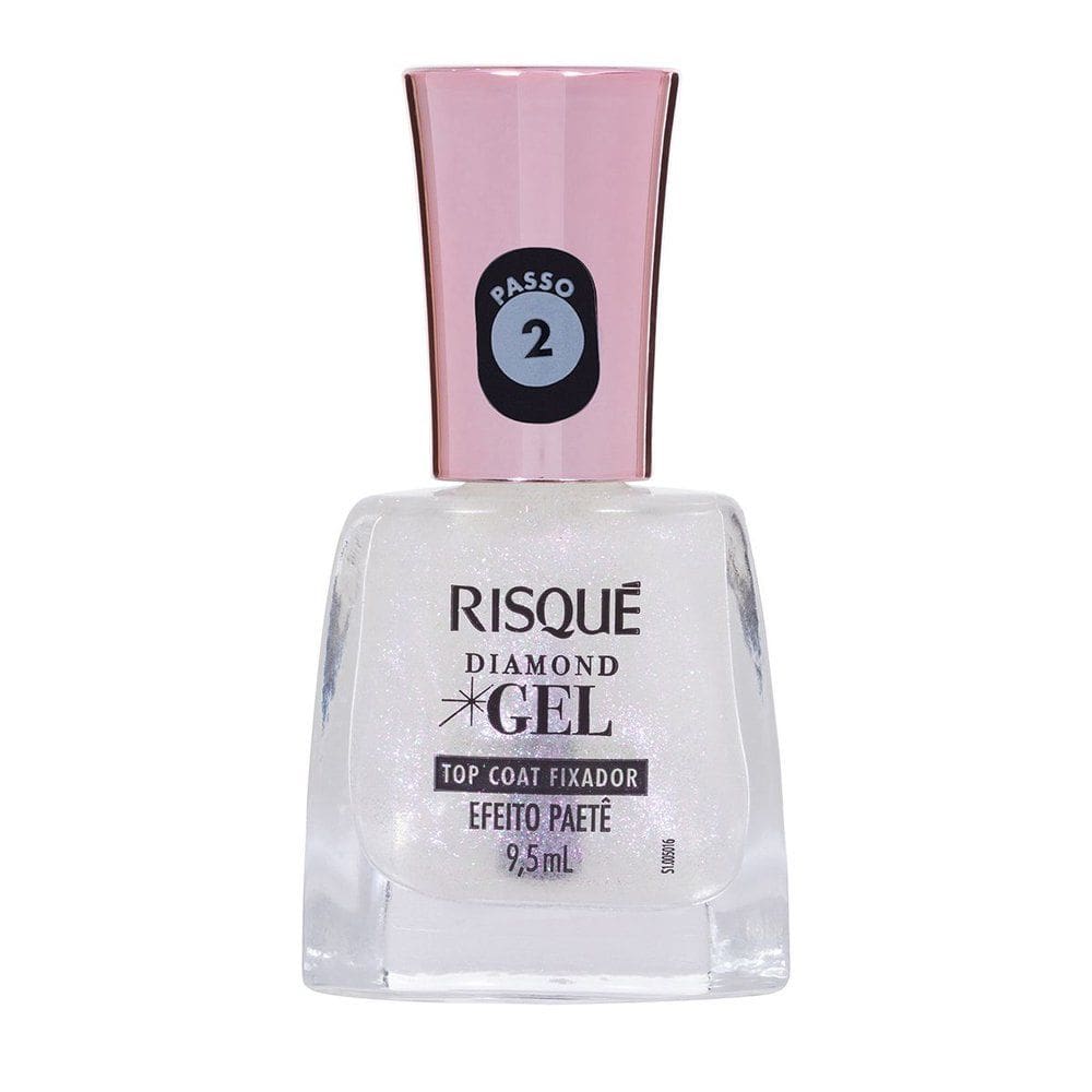 Esmalte Risqué Diamond Gel Top Coat Fixador Efeito Paetê 9,5ml