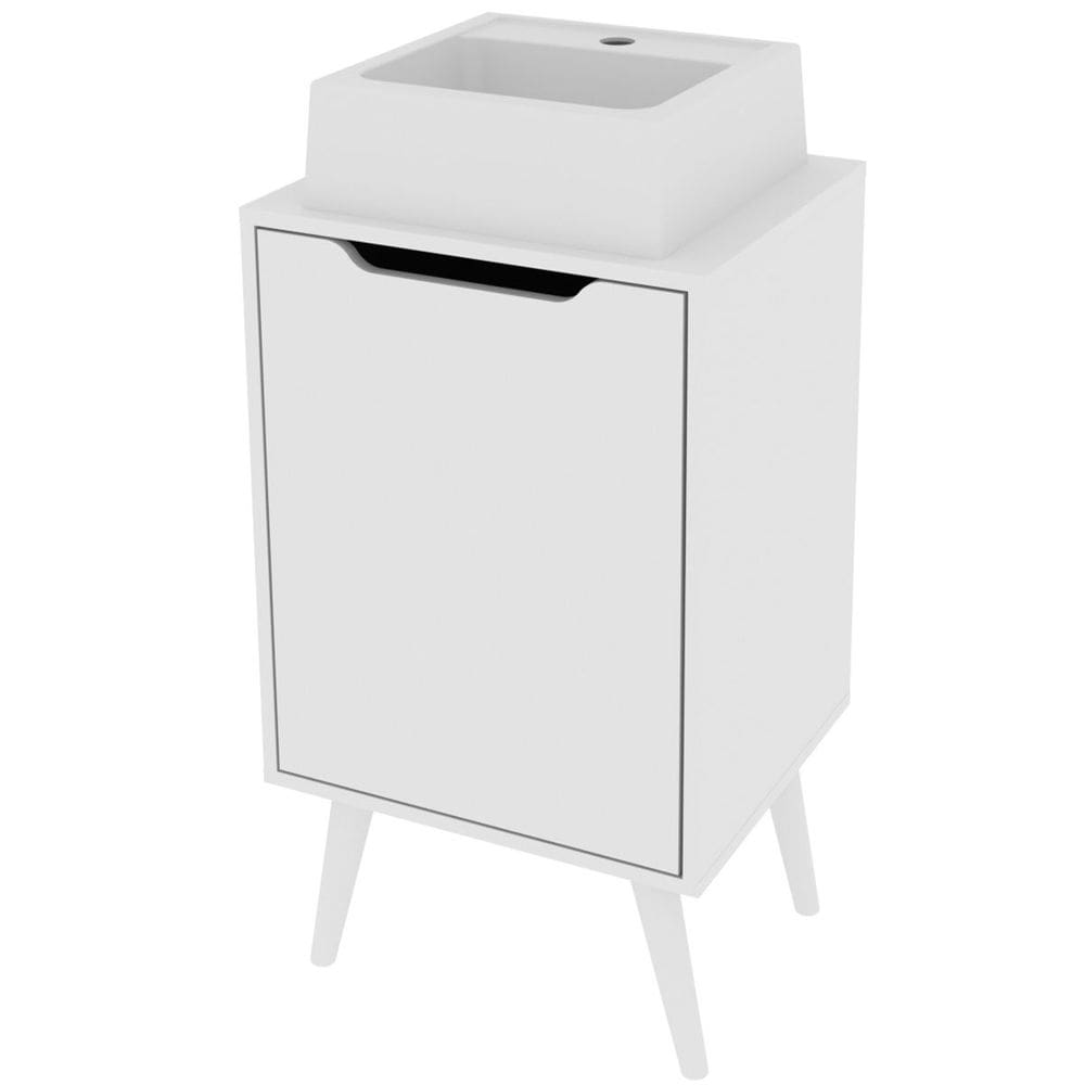Gabinete para Banheiro 45 cm Cuba Quadrada 1 Porta Retrô
