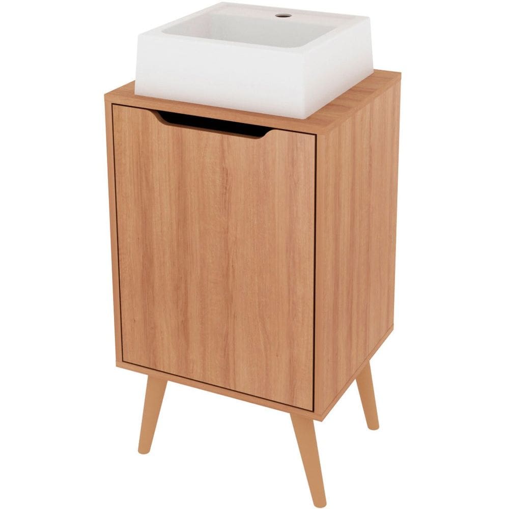 Gabinete para Banheiro 45 cm Cuba Quadrada 1 Porta Retrô