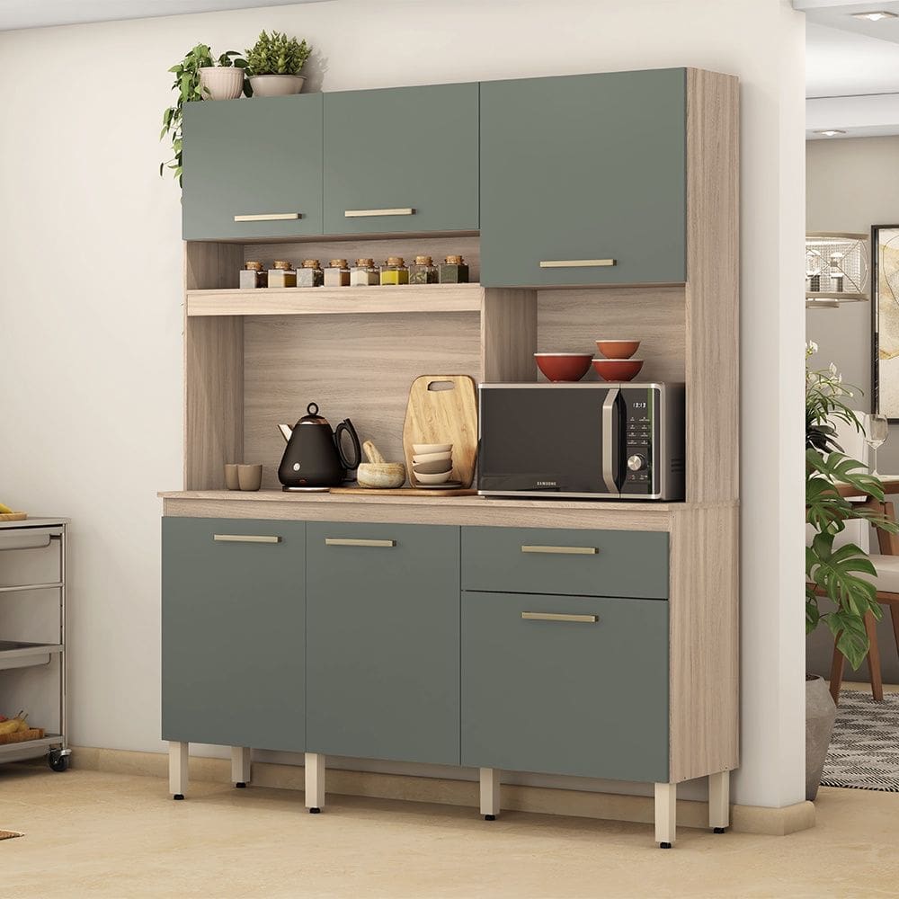 Cozinha Compacta Álamo Avena Touch Menta Demóbile