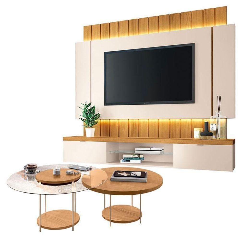 Home Suspenso Illusion Cinamomo Off White E Kit Mesa De Centro Sky Cinamomo- Hb Móveis