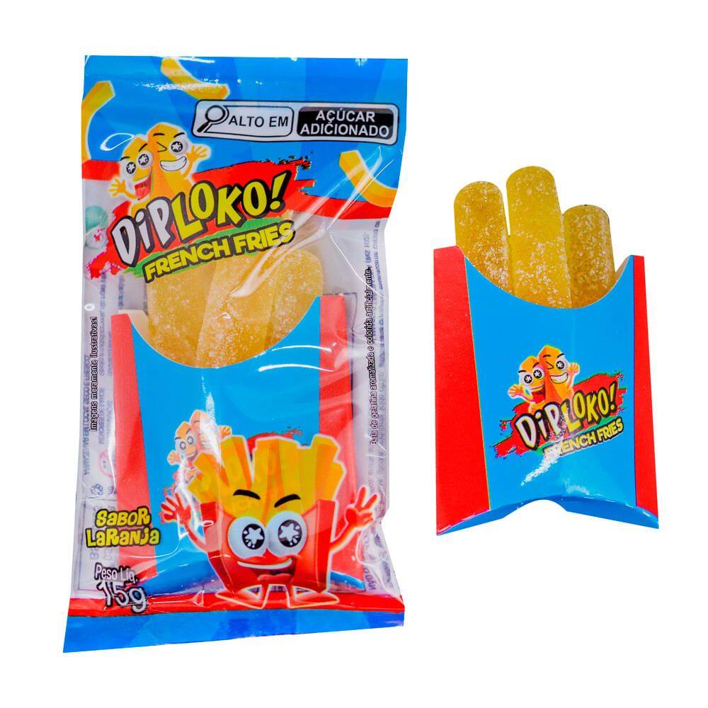 Bala de Gelatina Diploko French Fries Batata Frita Sabor Laranja 15g