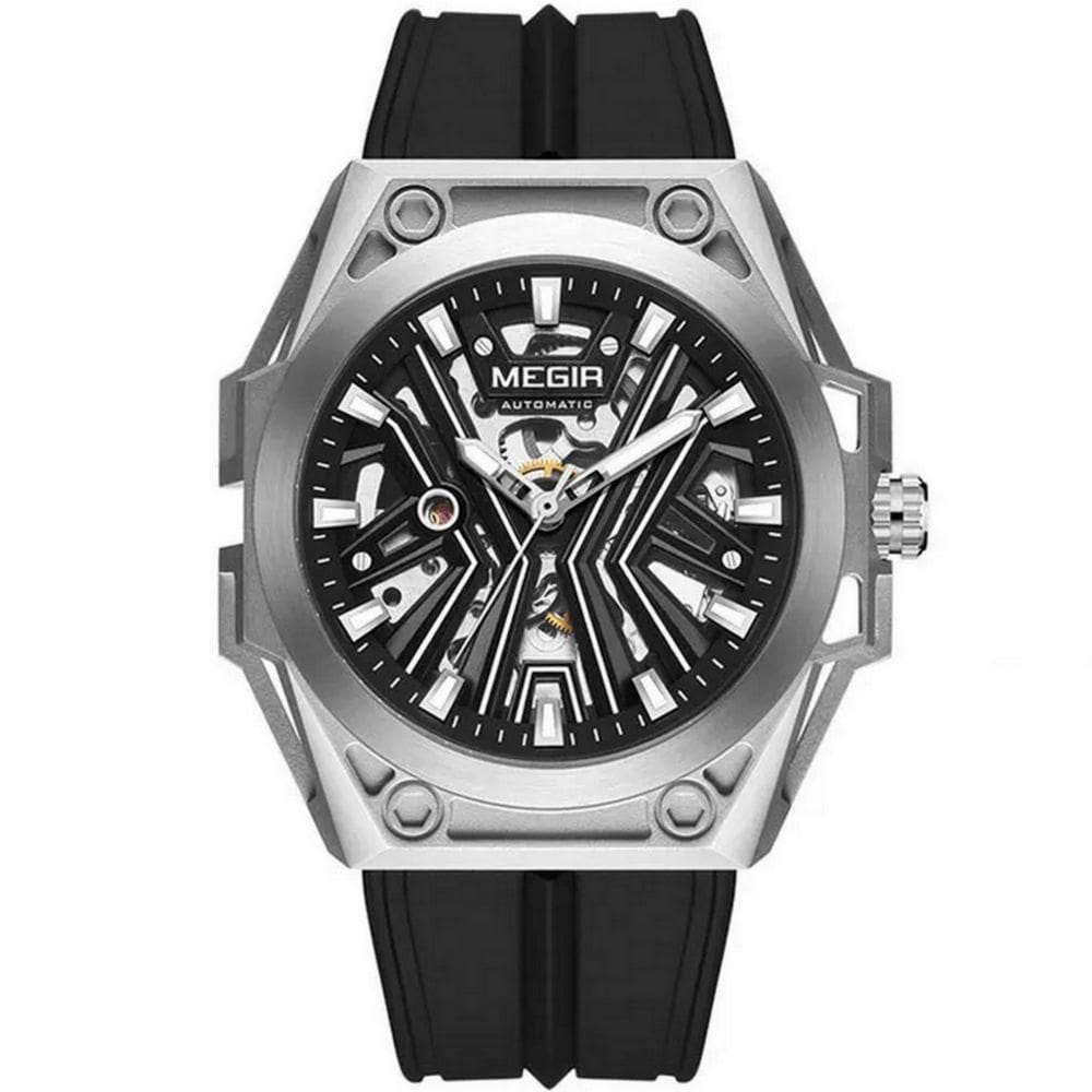 Relógio Masculino Automático Esportivo Pulseira De Silicone Impermeavel Preto