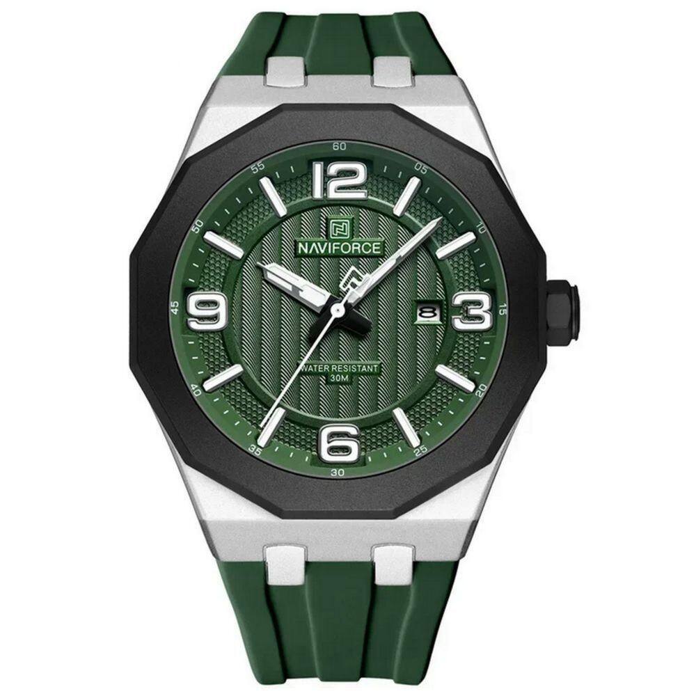 Relógio Para Homem Pulseira De Silicone 3atm Resistente à água Data Automática Verde