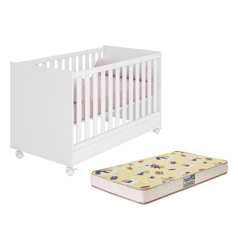Berço Mini Cama Doce Sonho Branco Com Rodízios E Colchão Supreme - Qmovi Branco