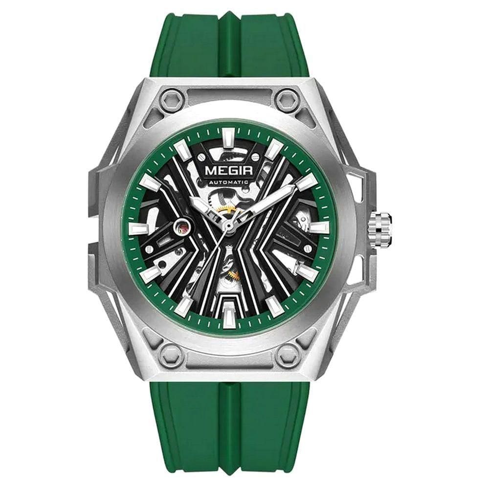 Relógio Masculino Automático Esportivo Pulseira De Silicone Impermeavel Verde