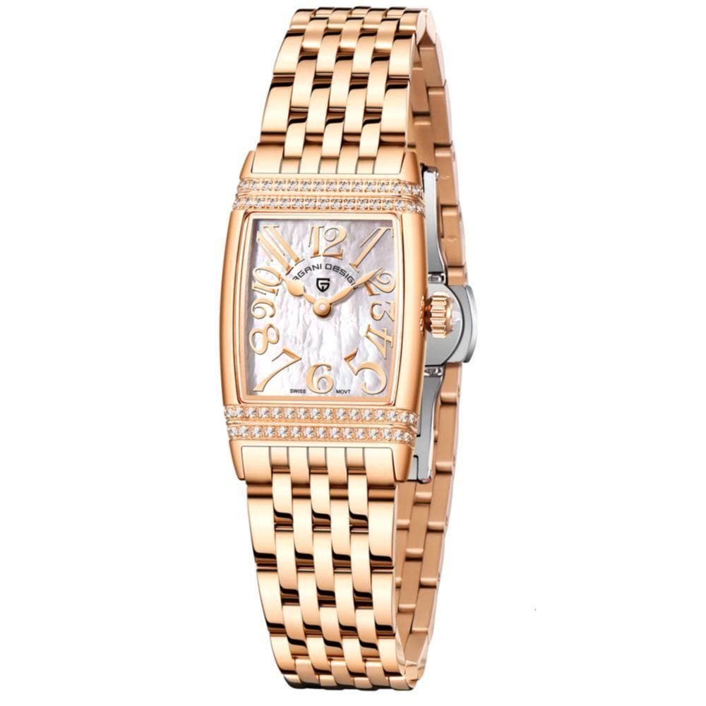 Relógio Feminino Quartzo Design Fino Elegante Com Strass Em Aço Inoxidavel Impermavel Branco Dourado