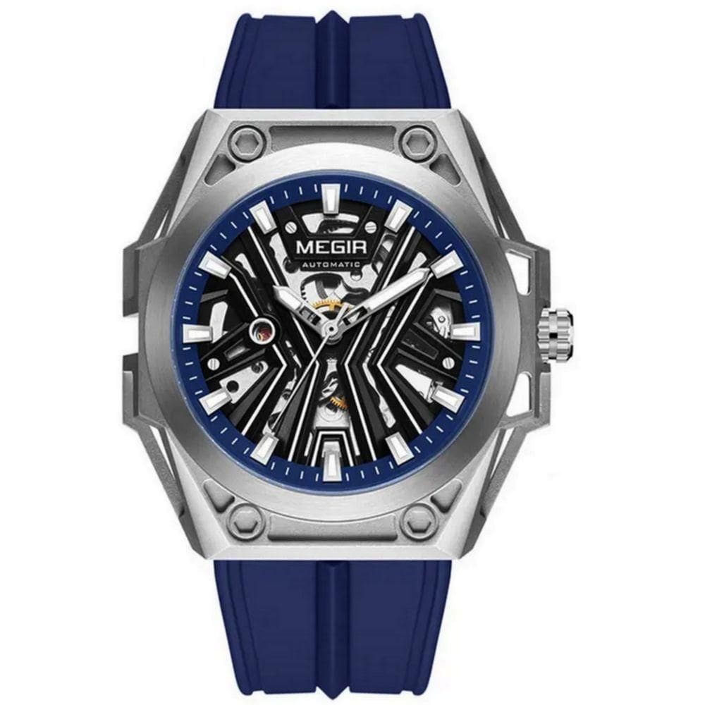 Relógio Masculino Automático Esportivo Pulseira De Silicone Impermeavel Azul