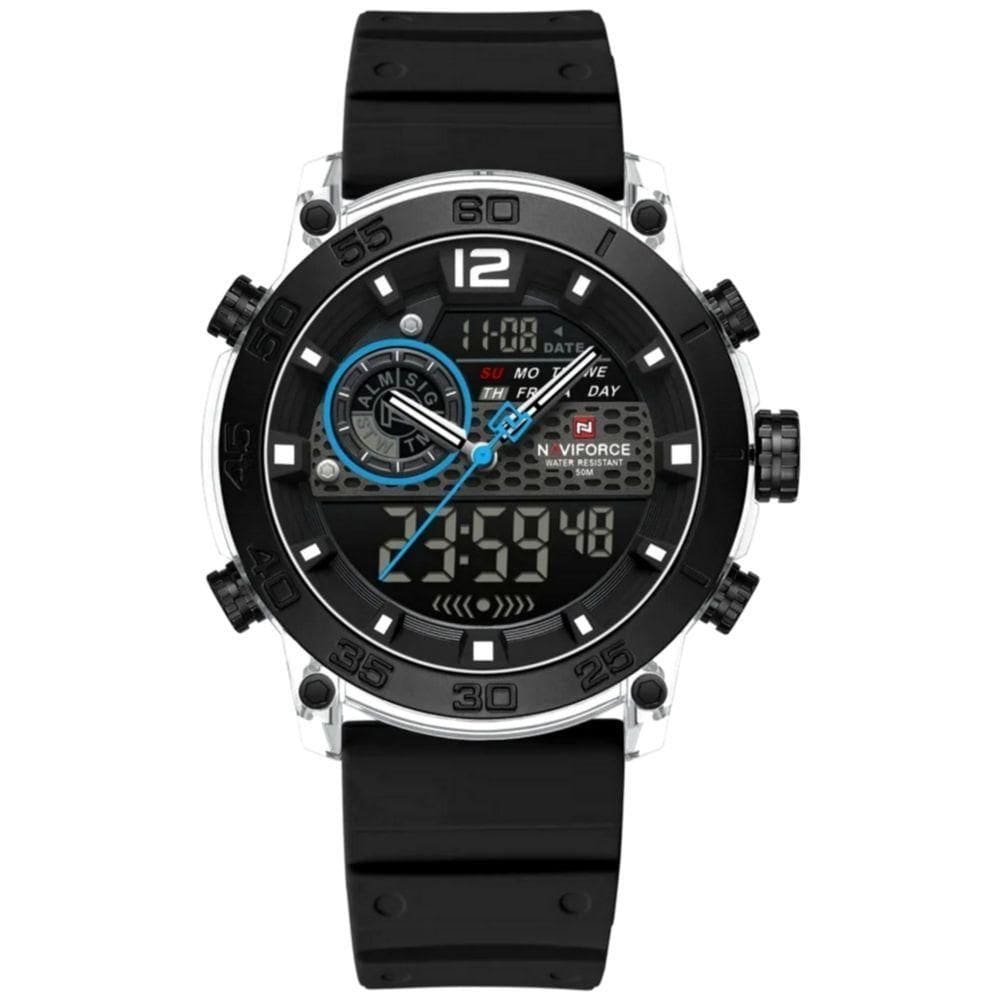 Relógio De Pulso Esportivo Masculino Display Duplo Multifuncional Digital A Prova D´agua Prata
