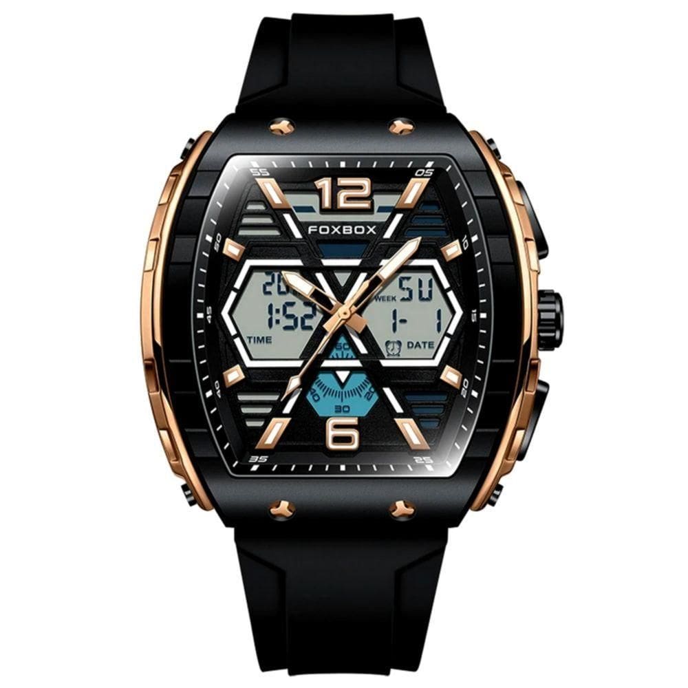 Relógio De Quartzo Esportivo Masculino Dual Display Led Digital A Prova D`água Dourado Rose