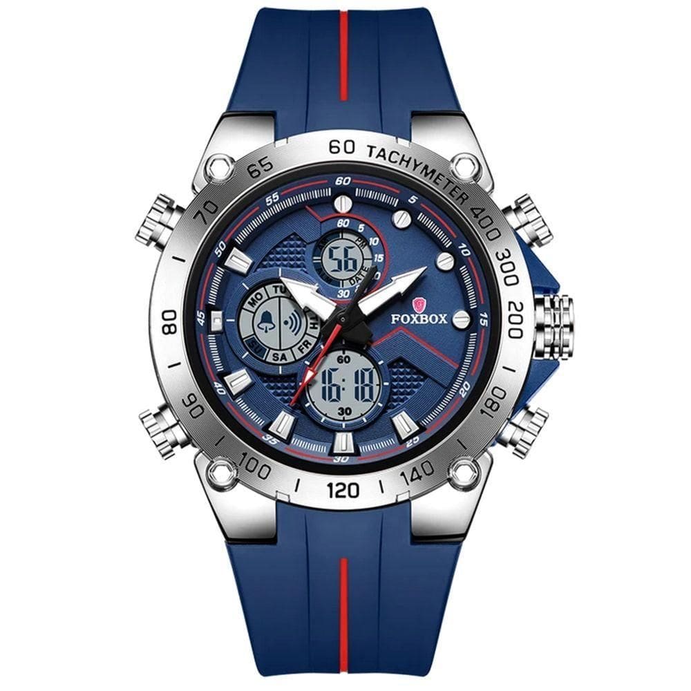 Relógio Masculino Militar Esportivo Dual Display A Prova D´agua Azul Prata