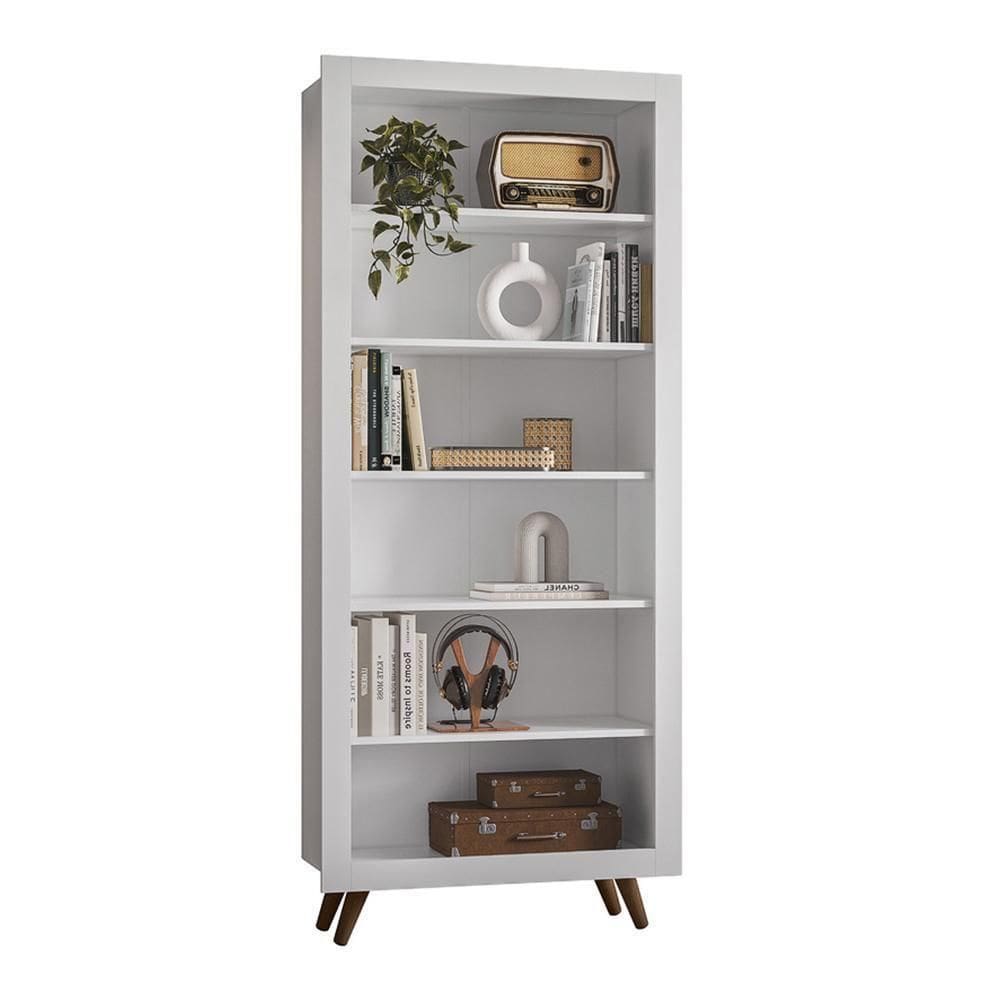 Estante Livreiro Retrô 6 Prateleiras Branco - Qmovi Branco