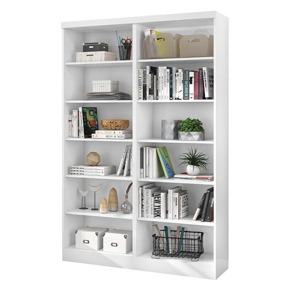 Conjunto 2 Estantes Livreiro Multiuso 1404 Branco - Qmovi Branco