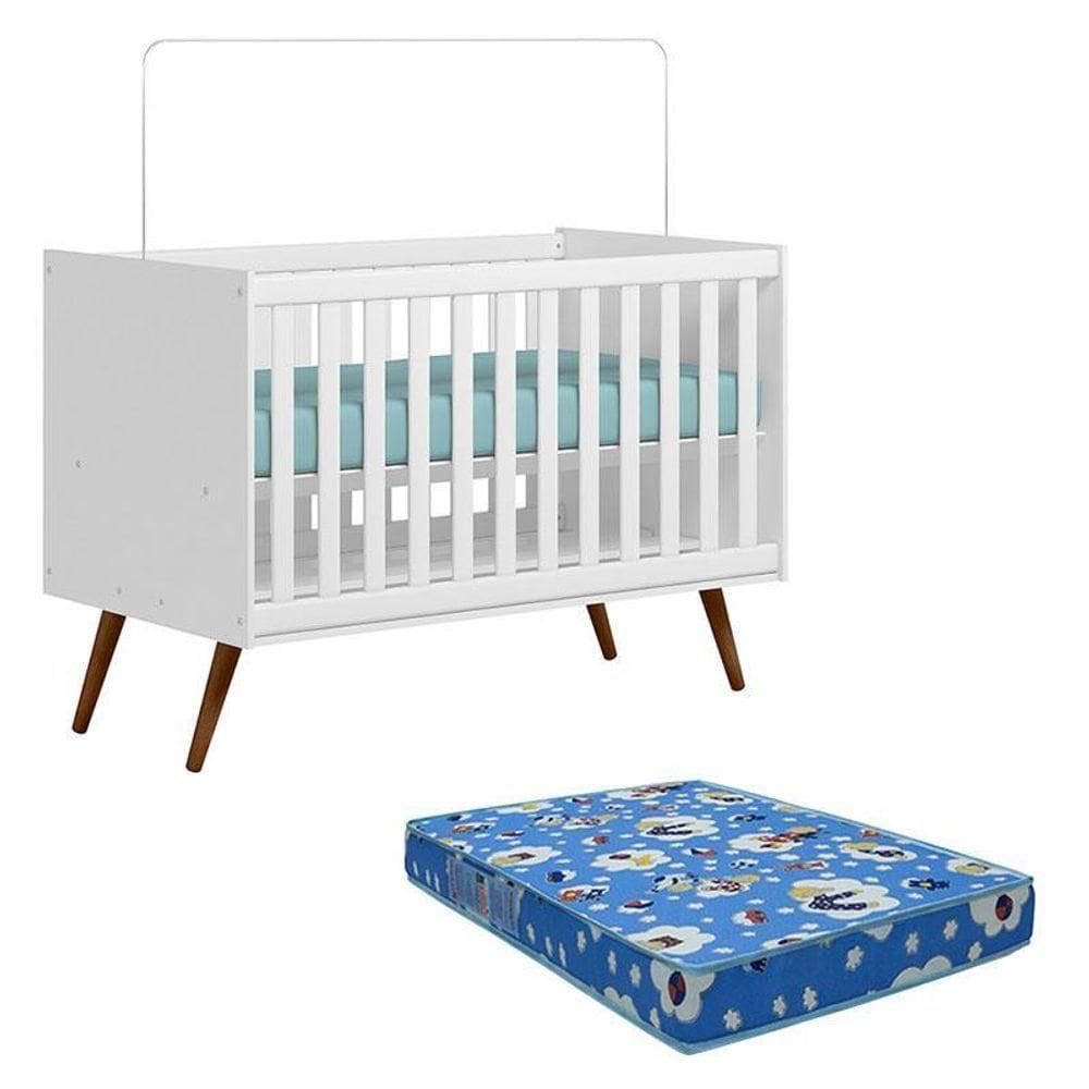 Berço Americano 3820 Retrô Branco Acetinado Com Colchão Ortobom – Qmovi