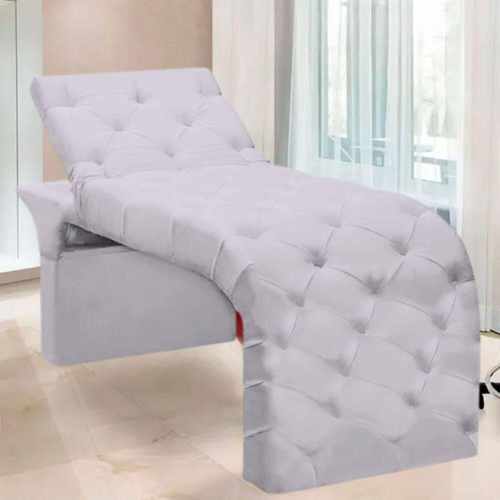Maca Estofada Estética Cílios Regulável Spa Suede Maitê Branco