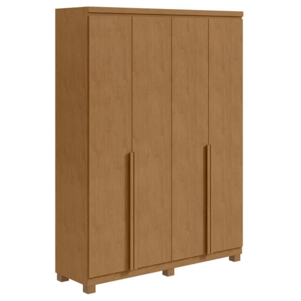 Guarda Roupa Solteiro 4 Portas 2 Gavetas Alonzo Amêndoa Clean