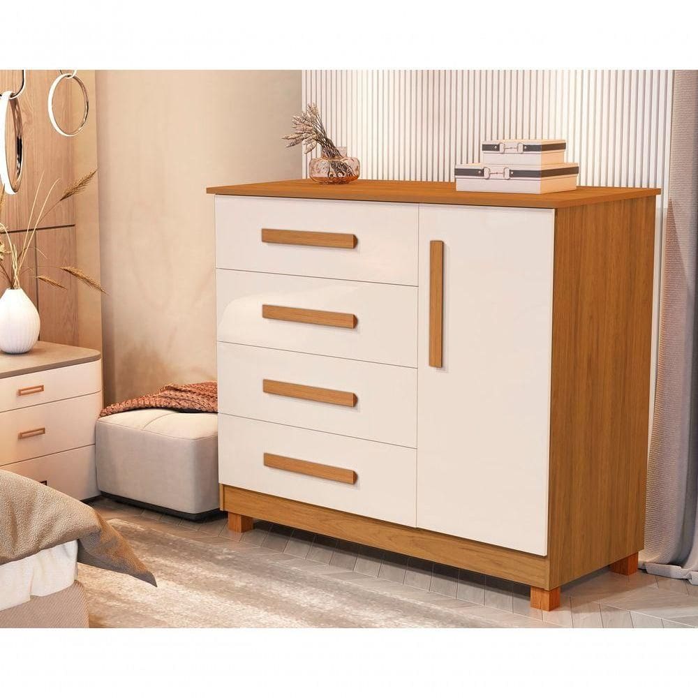 Cômoda Grécia Com 4 Gavetas E Sapateira – Praticidade E Estilo Para Seu Quarto