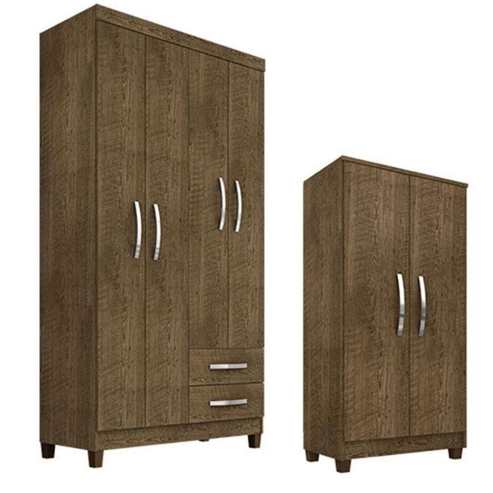 Guarda Roupa Solteiro Modena 4 Portas Com Armário Multiuso Recife Malbec – Incorplac