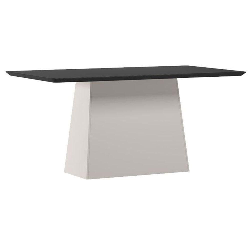 Mesa De Jantar 160 Cm Barbara Com Vidro Off White Preto – New Ceval