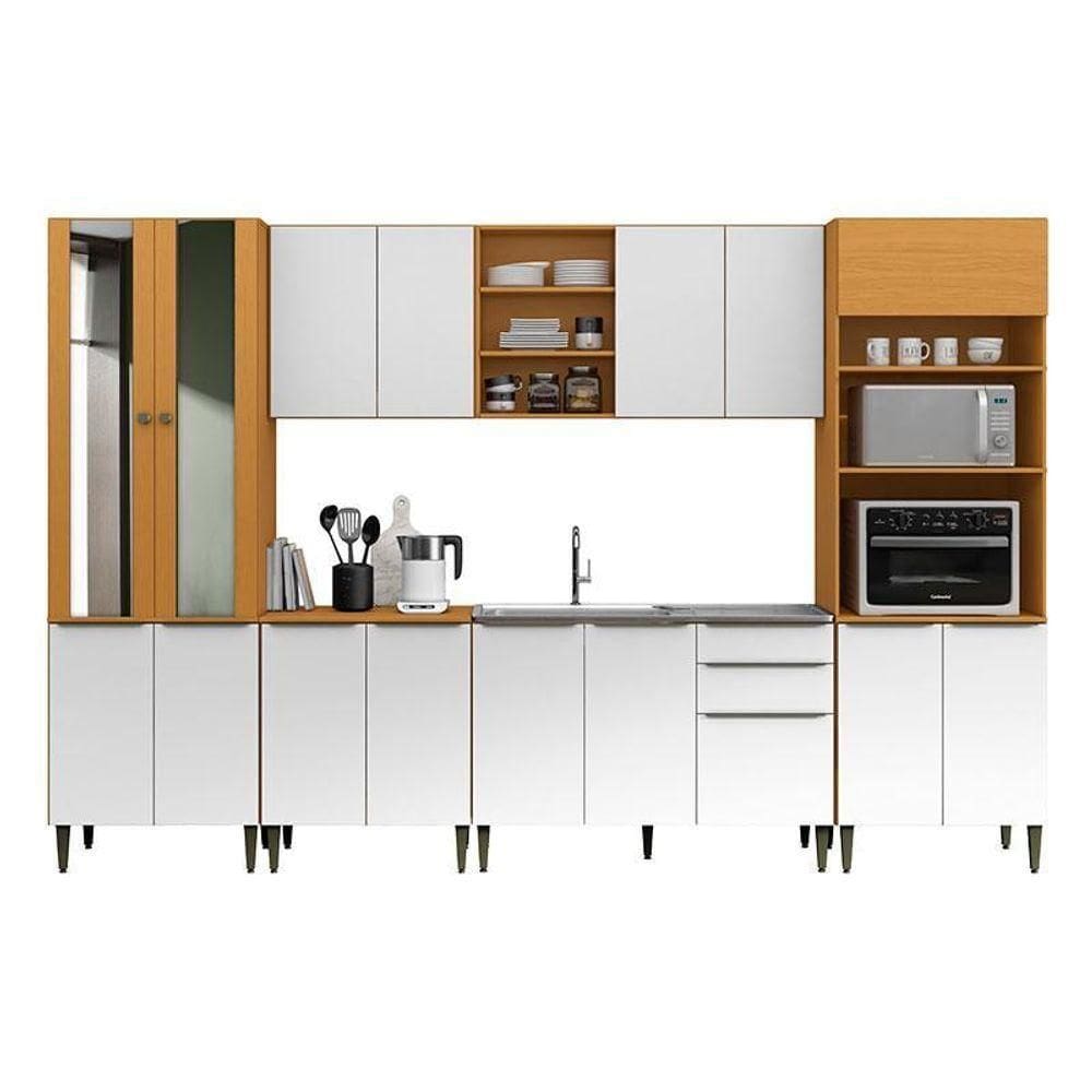 Cozinha Modulada Luana Composição 3 Cinamomo Branco - Aramóveis