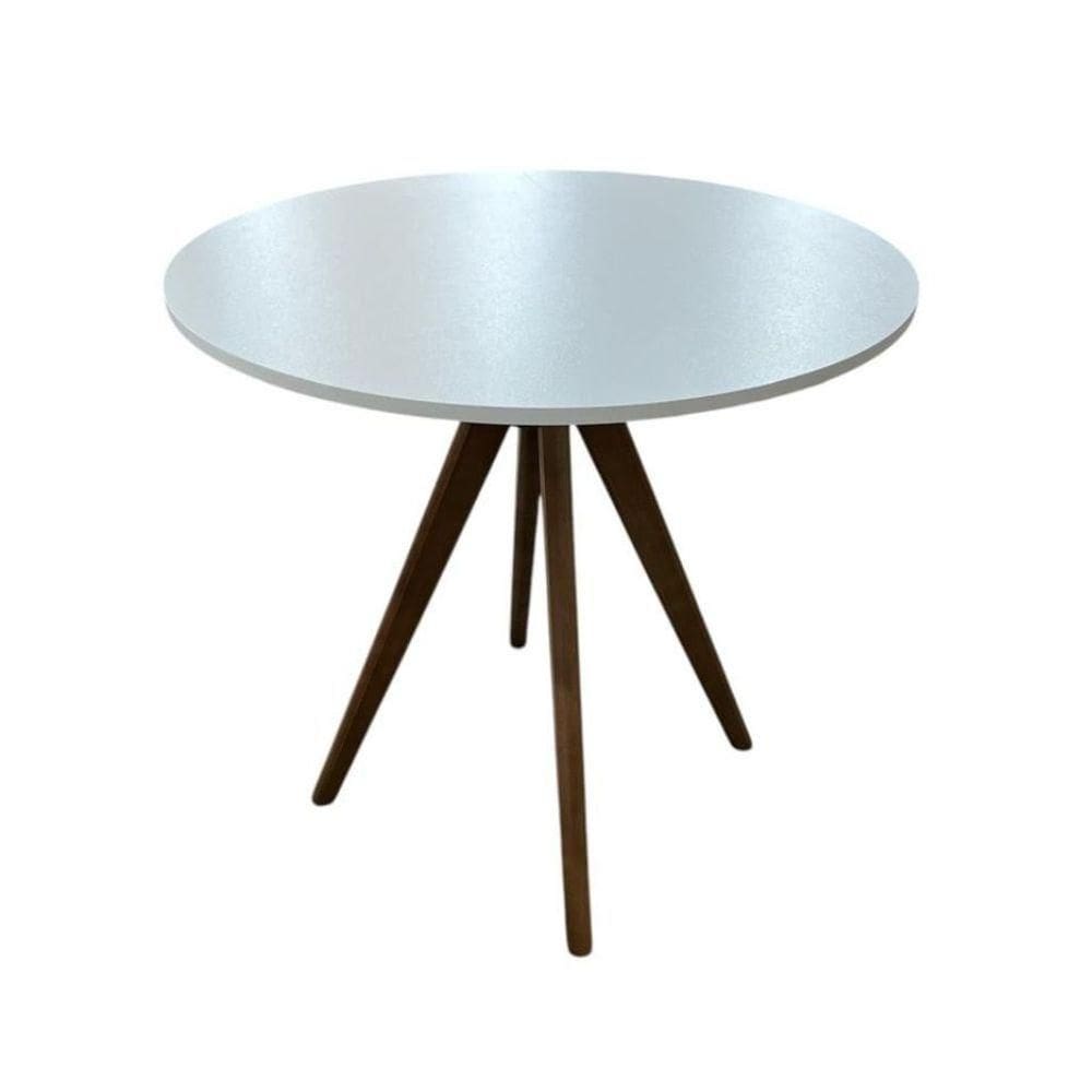 Mesa Redonda 90cm Com Pés De Madeira Castanho/branco