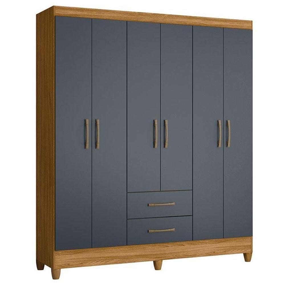 Guarda Roupa Casal Panamá 6 Portas Freijó Cinza - Moval