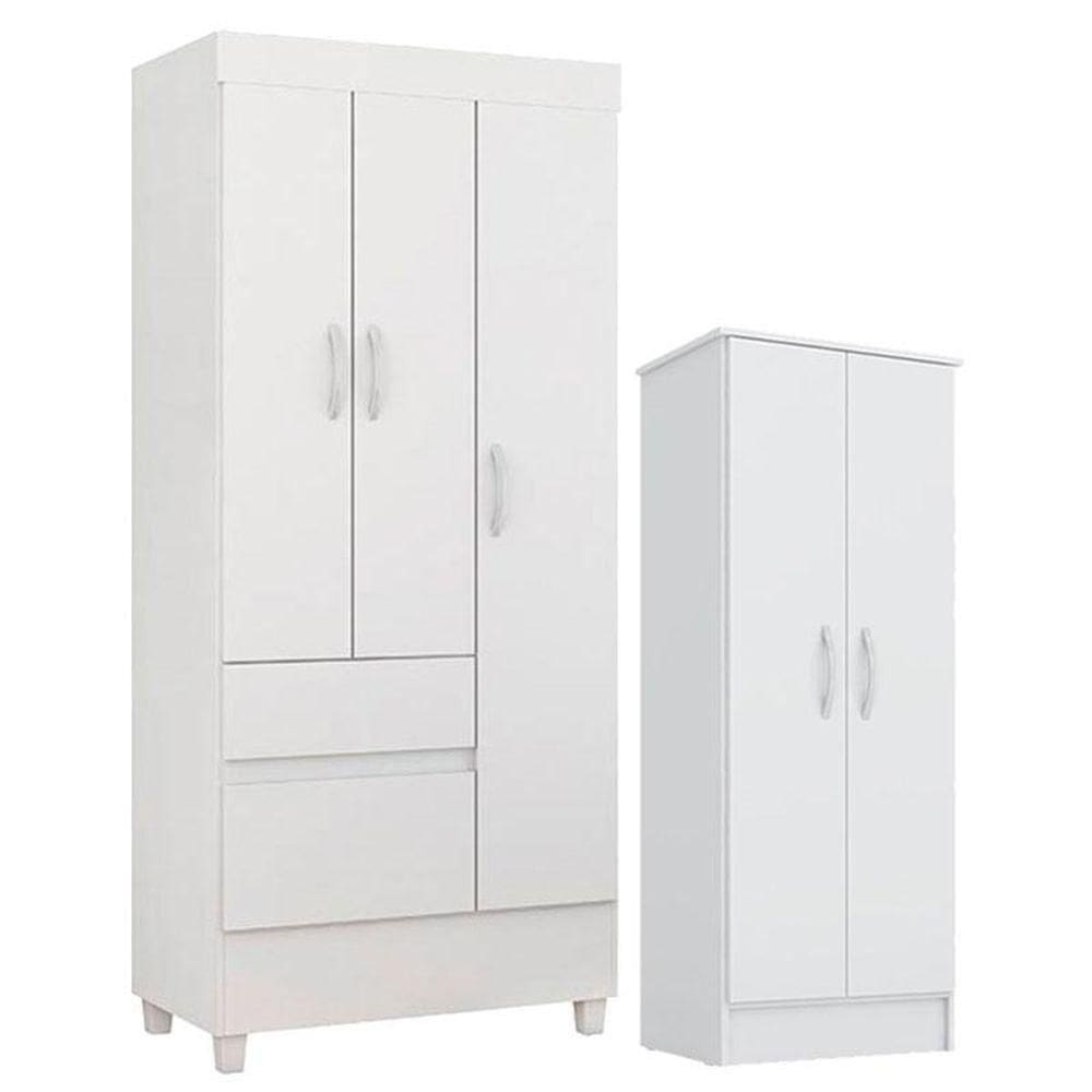 Guarda Roupa Infantil E Armário Multiuso Viena Branco Brilho - Demóbile
