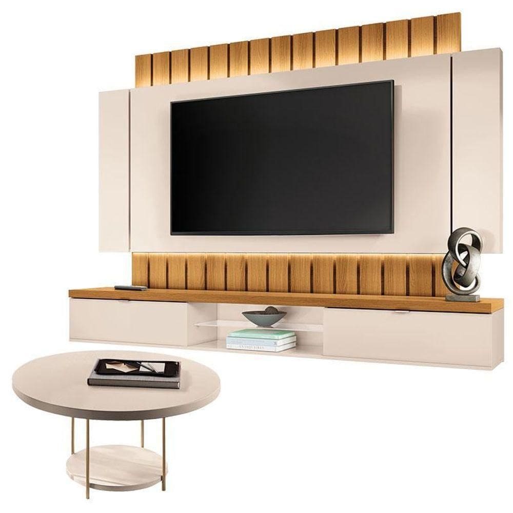 Home Suspenso Illusion Cinamomo Off White E Mesa De Centro Sky Off White- Hb Móveis