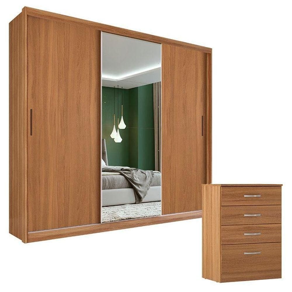 Cômoda Astral E Guarda Roupa Casal Dalila 32211 Amendola Off White - Demóbile